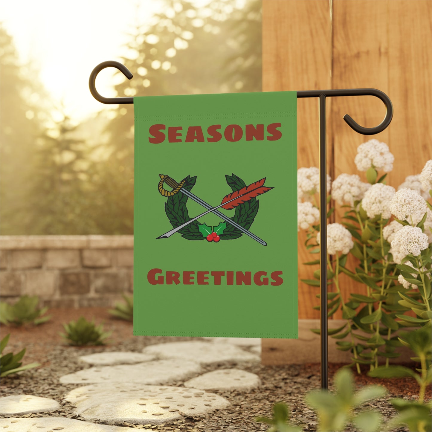 Seasons Greetings X-Mas - Wreath - Garden Banner