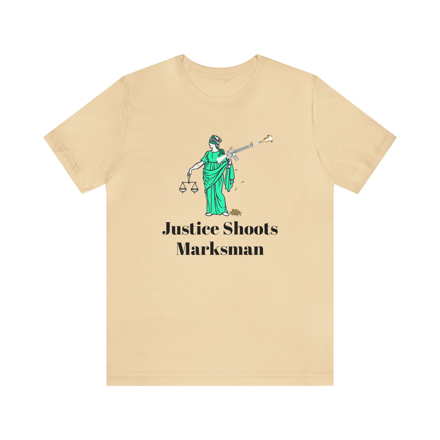 Justice is Blind (But Still Shoots Marksman) - Large Logo Shirt