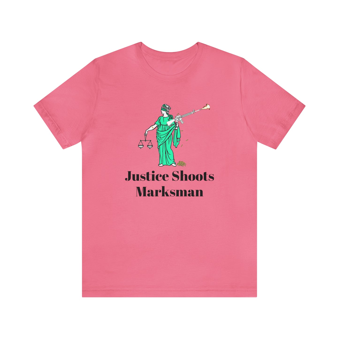 Justice is Blind (But Still Shoots Marksman) - Large Logo Shirt