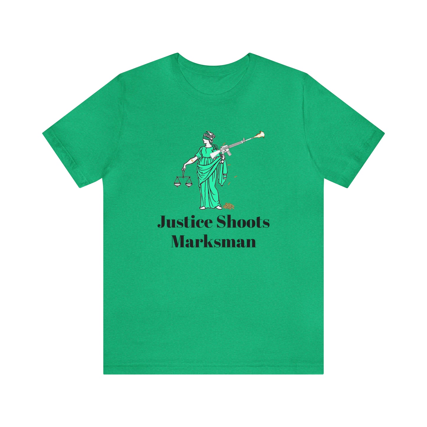 Justice is Blind (But Still Shoots Marksman) - Large Logo Shirt